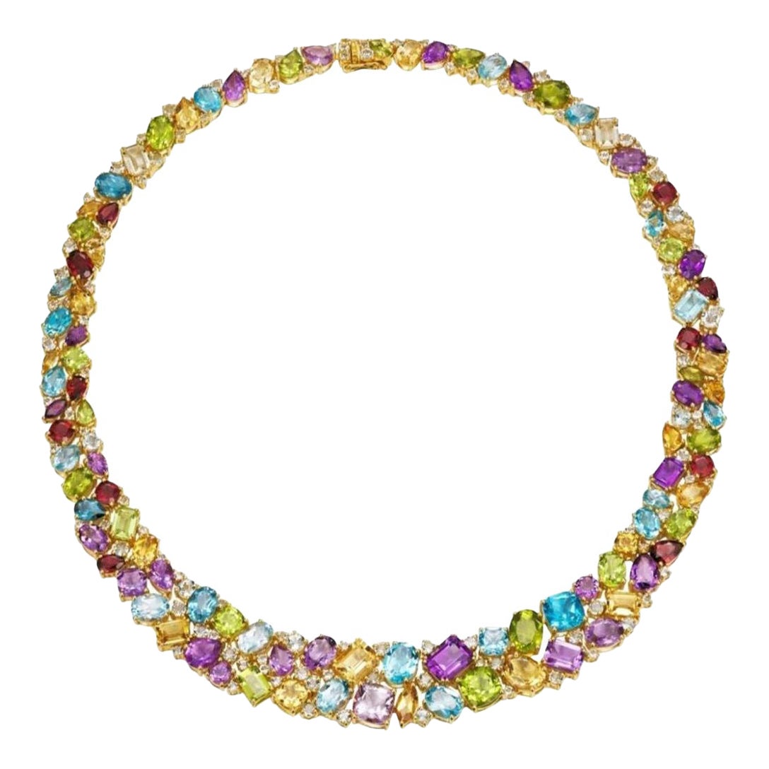 Nina Zhou Secret Garden Natural Gemstone Statement Collar Necklace