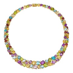 Nina Zhou Secret Garden Natural Gemstone Statement Collar Necklace