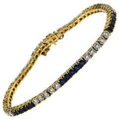 Cartier Sapphire and Diamond Tennis Line Bracelet, 4 Total Carat