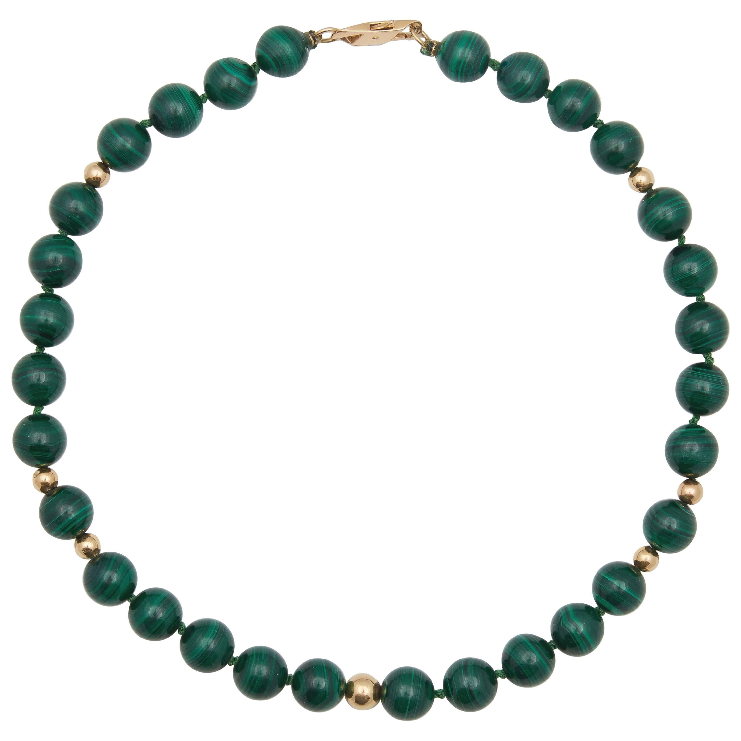 Malachite and Gold Beaded Necklace, 20th Century at 1stDibs malachite