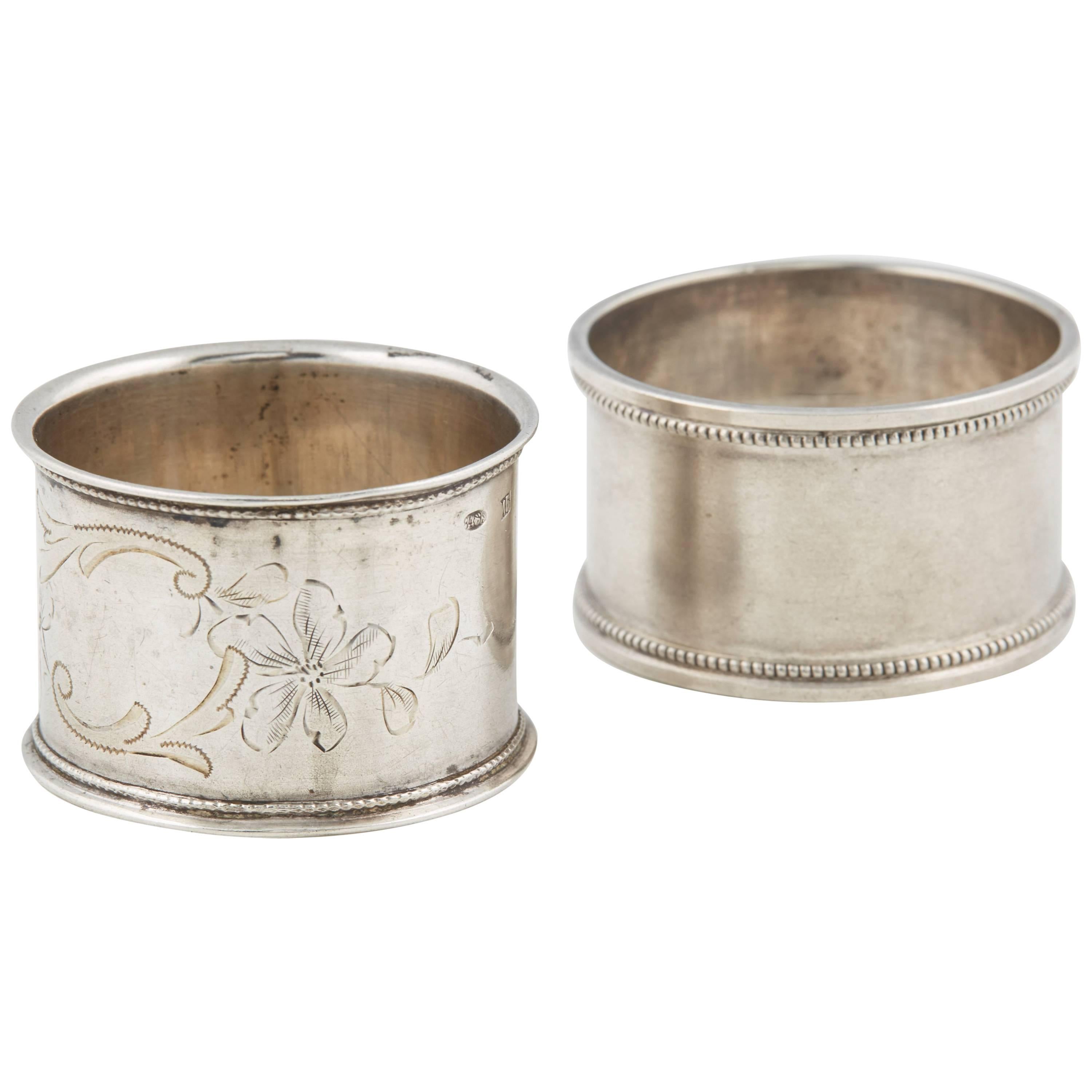 Two Russian Silver His and Hers Napkin Rings, circa 1908
