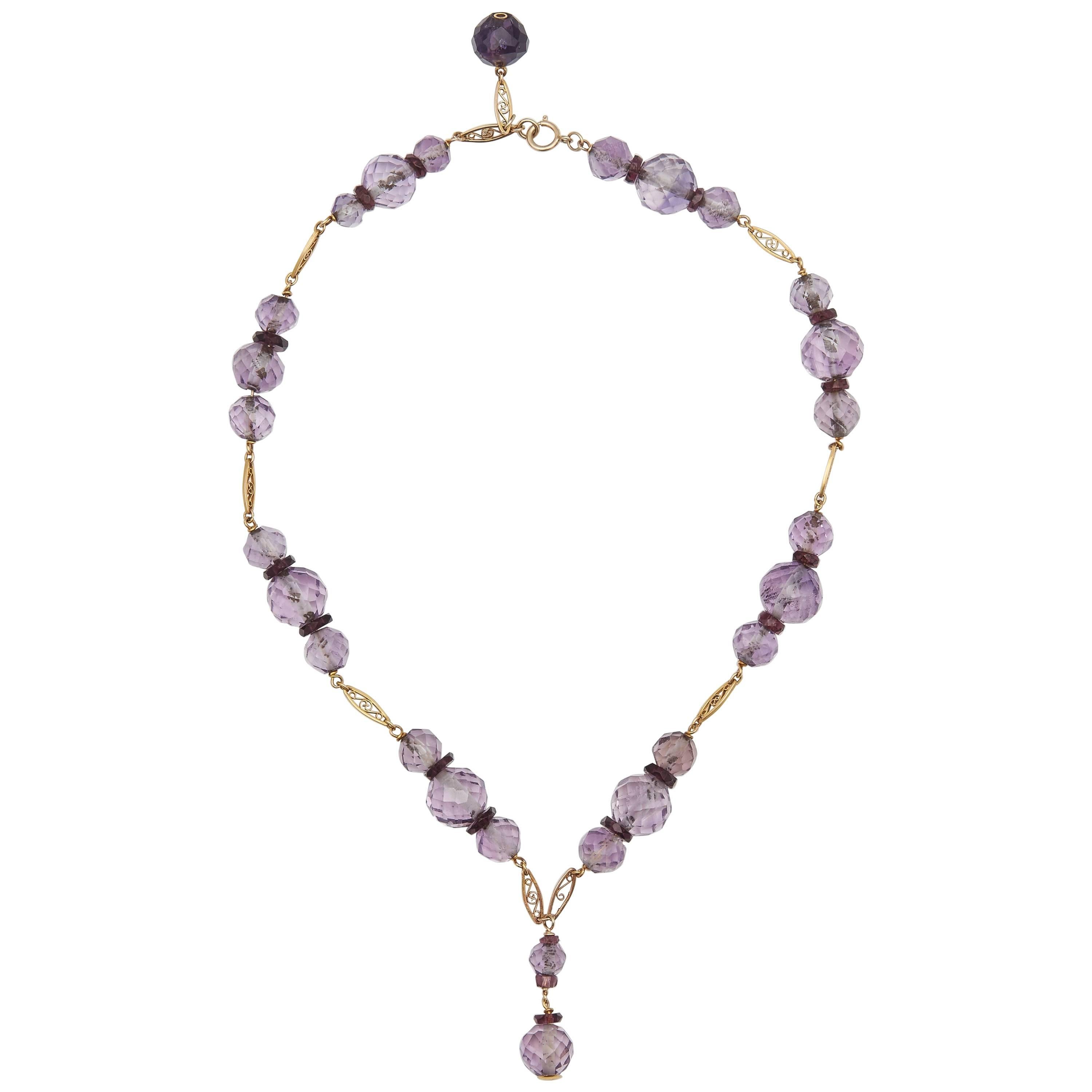 Edwardian Amethyst and Gold Necklace, circa 1920
