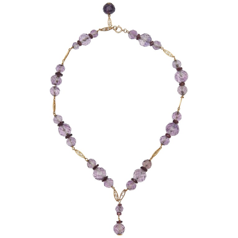 Edwardian Amethyst and Gold Necklace, circa 1920 For Sale