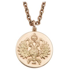 Russian Gold Romanov Eagle Pendant with Original Schaffer Collection Document