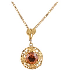 Arts 
Crafts Citrine and Gold Pendant, circa 1910
