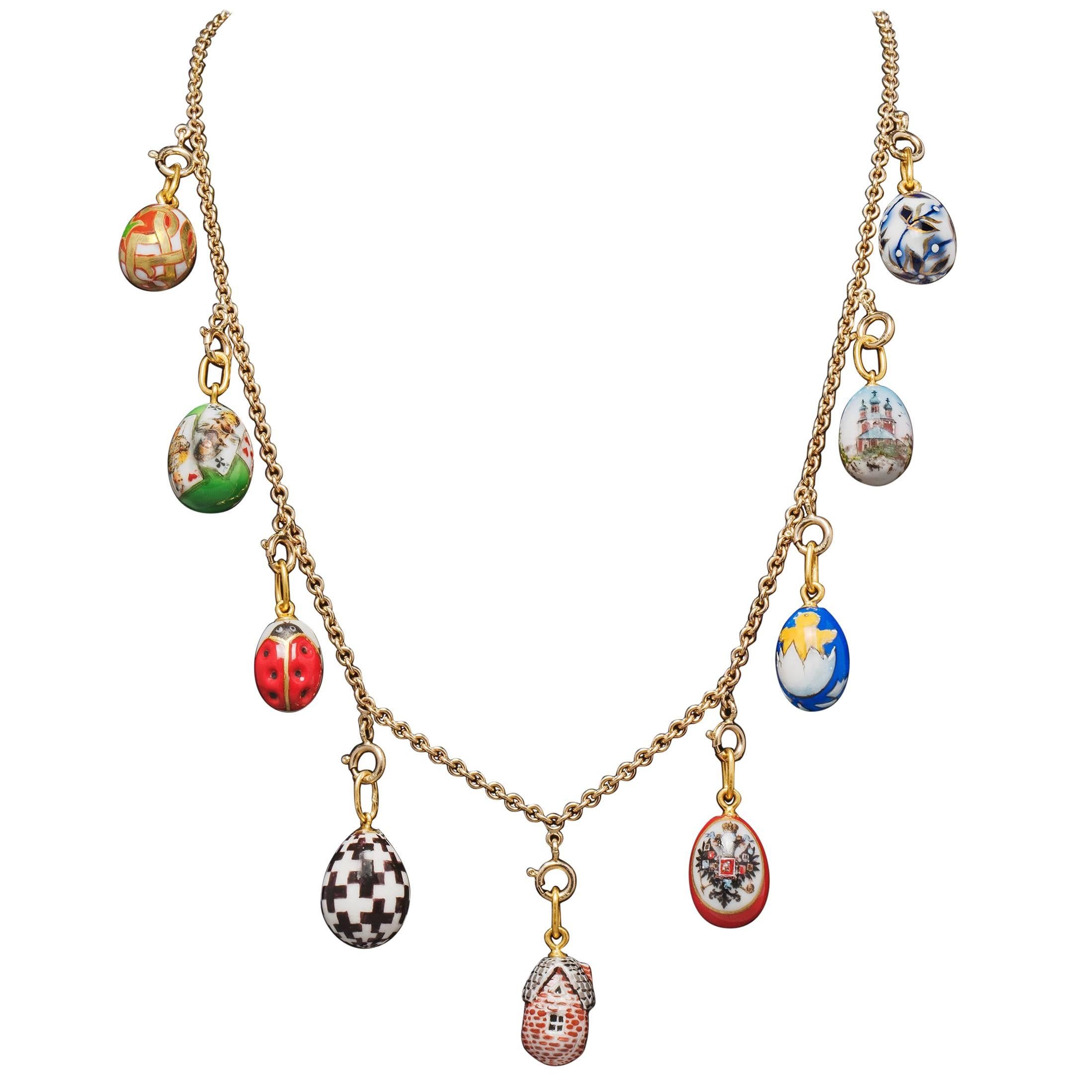 Dacha Easter Egg Necklace on Gold Chain by Marie Betteley