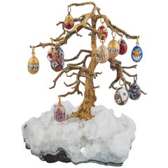 Vintage Russian Easter Egg Rock Crystal Tree, 20th century