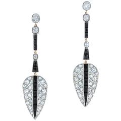 Fred Leighton Onyx and Diamond Arrow Pendant Earrings 5