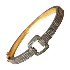 Pave Diamond Belt Theme Bracelet 925 Sterling Silver Diamond Bracelets band