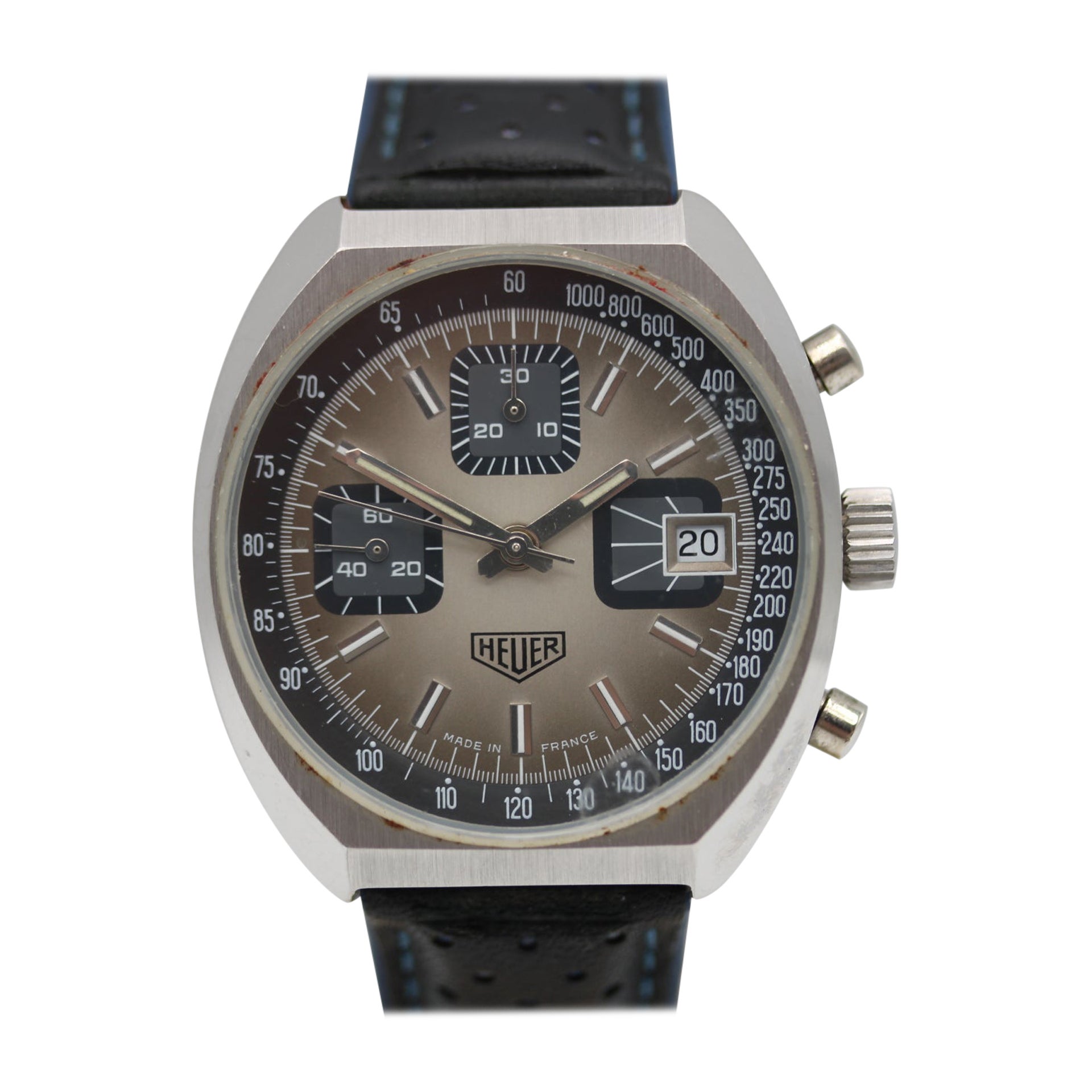 Cronografo Vintage Heuer 1614  Valjoux 7735  Anni '70 di produzione francese  Quadrante raro