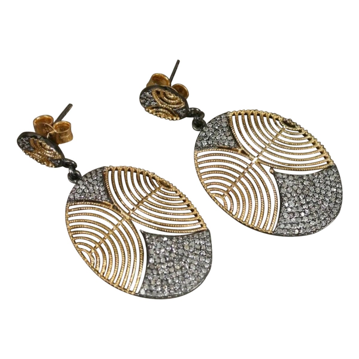 Pave Diamond Dangle Earring 925 Silver Fashion Diamond Stud Earring Fine Jewelry