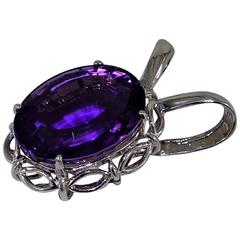 Oval Amethyst Sterling Silver Pendant