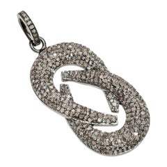 Pave Diamond 925 Sterling Silver Antique Design Pendant Natural Diamond Pendant.