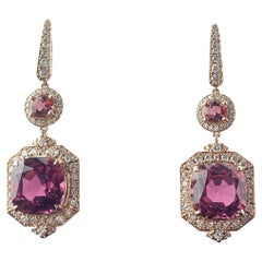 Certified 18.06 Carats Pink Tourmaline Diamond Earrings in 18K Pink Gold