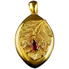 Antique Victorian Almandine Garnet Gold Locket, circa 1880