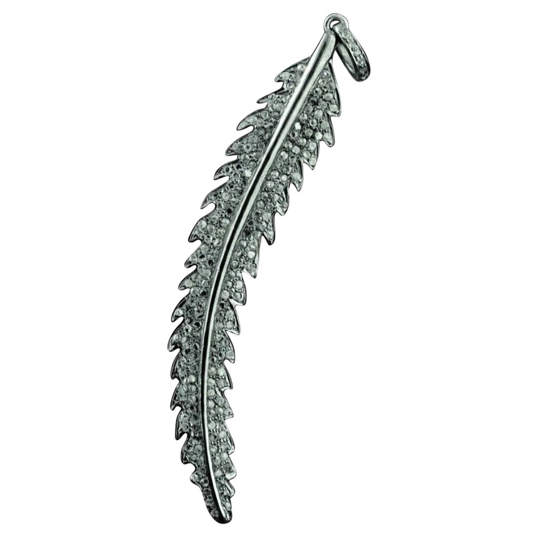 Colgante de pluma de diamante Joyería de plata 925 Colgante Dije de diamante para regalo de cumpleaños.
