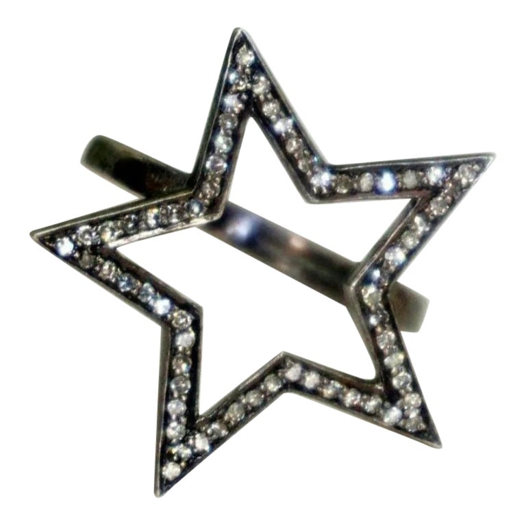 Natural Pave Diamond Star Ring 925Silver Handmade Jewelry Birthday Gift For Girl