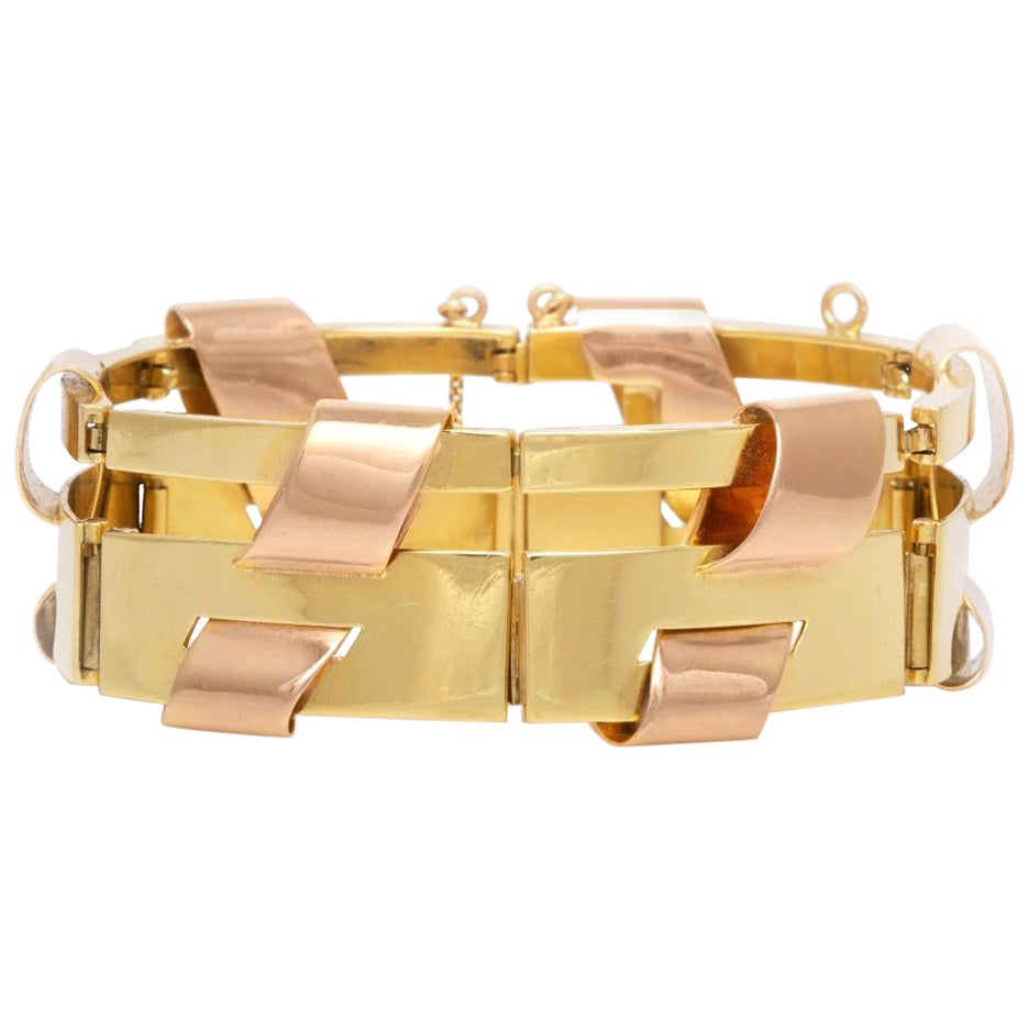 Vintage 1940s Retro Two-Toned Link Bracelet