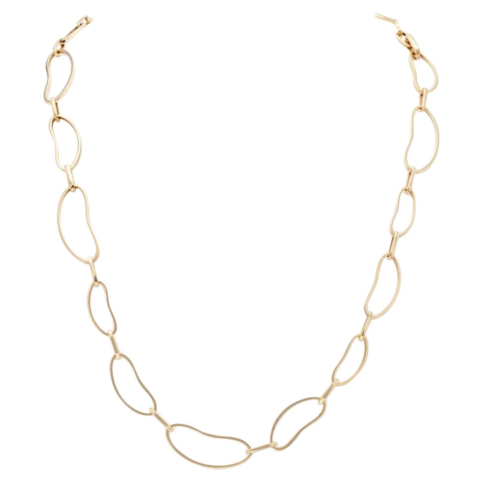 Rose Gold Bean Link Necklace with Diamonds