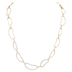 Rose Gold Bean Link Necklace with Diamonds