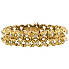 Bracelet à maillons vintage en or avec diamants des années 1980