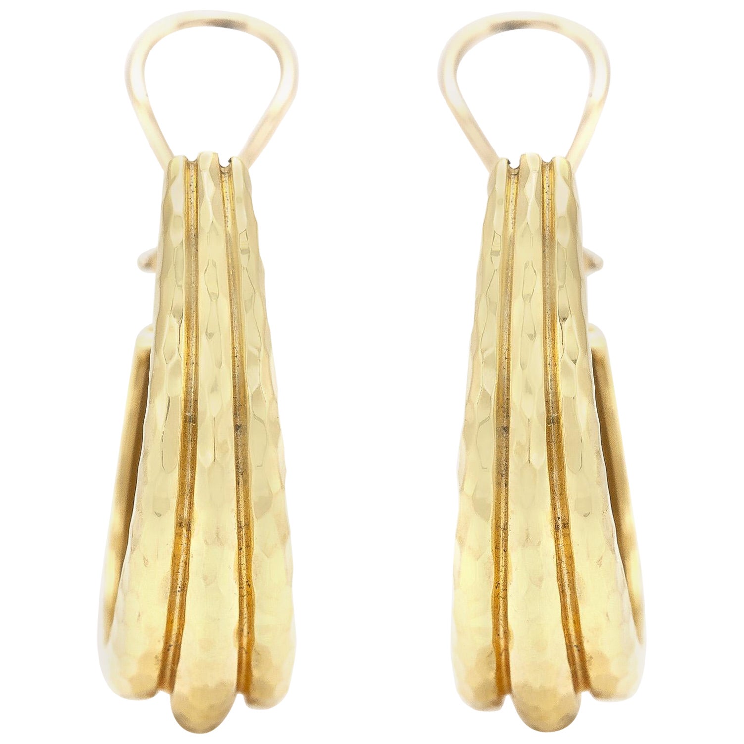 Henry Dunay Hammered Gold Shrimp Hoop Earrings