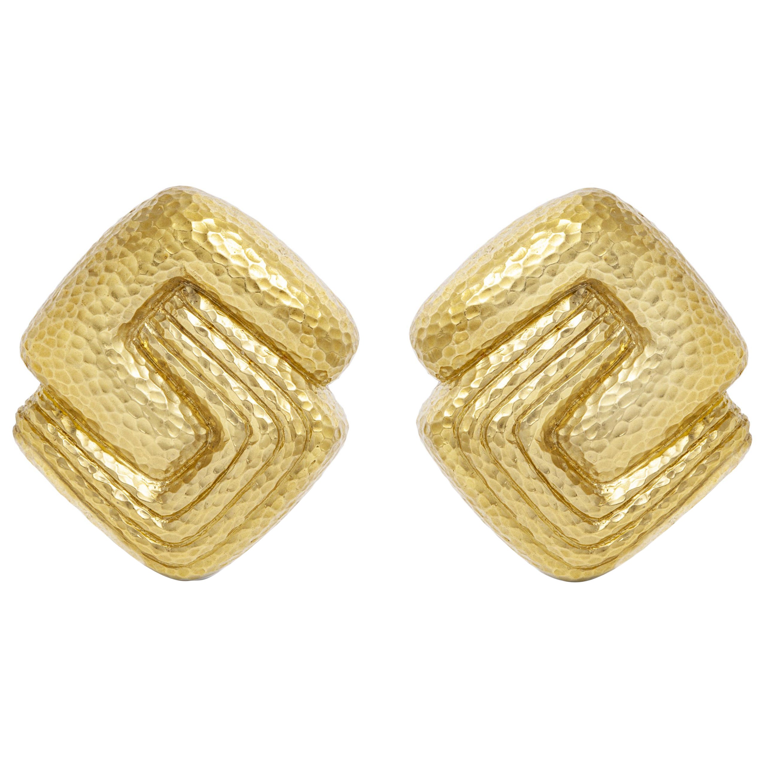 Vintage 1960s David Webb Hammered Gold Earrings