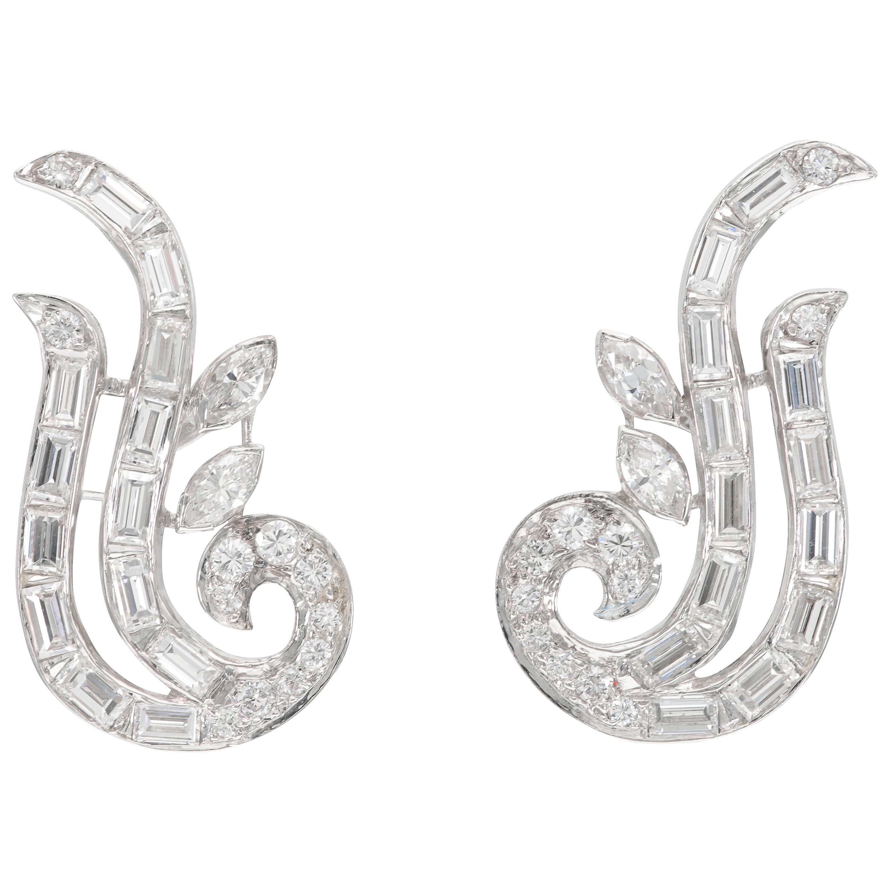 Vintage 1950s 4.00 Carat Diamond Earrings