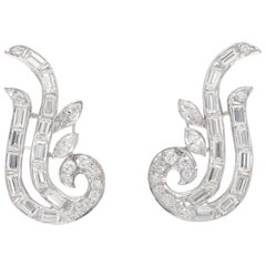 Boucles d'oreilles Vintage 1950s 4.00 Carat Diamond Earrings