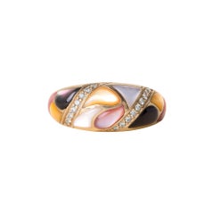 Anello Kabana in oro 14K con mosaico di perle e accenti di diamanti - Misura 8