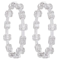 Ohrringe 2,3 Karat SI Reinheit HI Farbe Baguette Diamant Creolen 18 Karat Weißgold