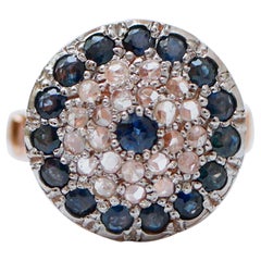 Sapphires, Diamonds, Rose Gold and Silver Ring.
