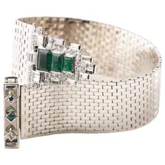 Mauboussin White Gold Bracelet with Detachable Emerald-Diamond Clip 1