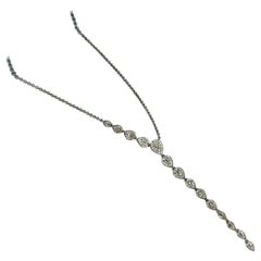 Pave Diamond Lariat Necklace 925 Silver Diamond Womens Necklace Wedding Gift.