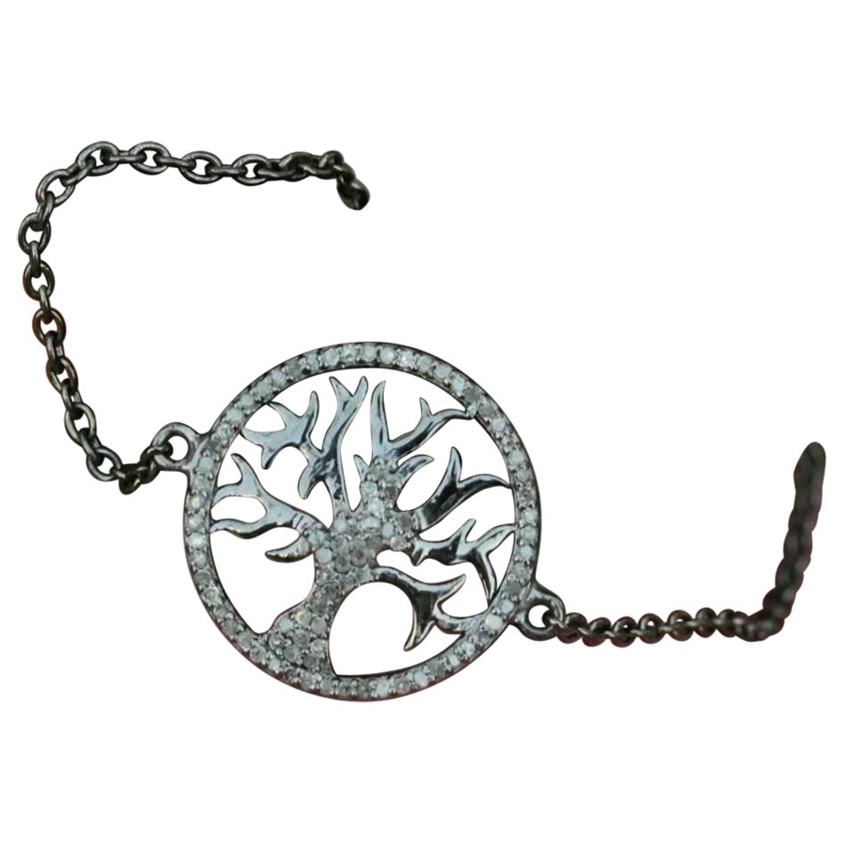 Tree Of Life Bracelet 925 Silver Pave Diamond Fashion Chain Bracelet Gift.