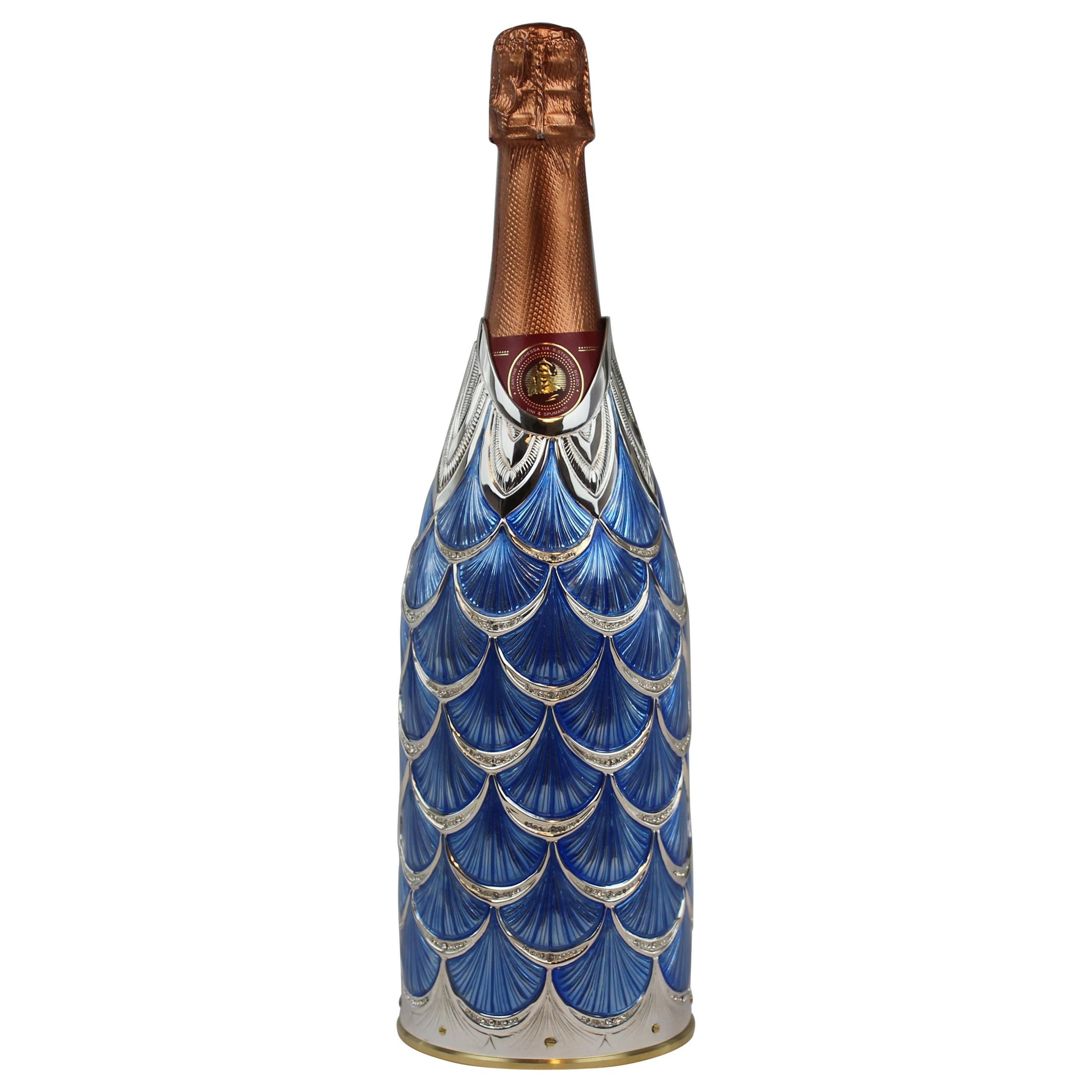 Champagne Bottle Cover, Solid pure silver, New Sapphire, Luxury Gift 2025, Italy