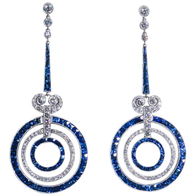 sapphire and diamond earrings sapphire and diamond earrings