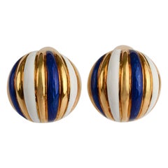 Vintage Tiffany & Co. Melon Shaped EnamelEarrings