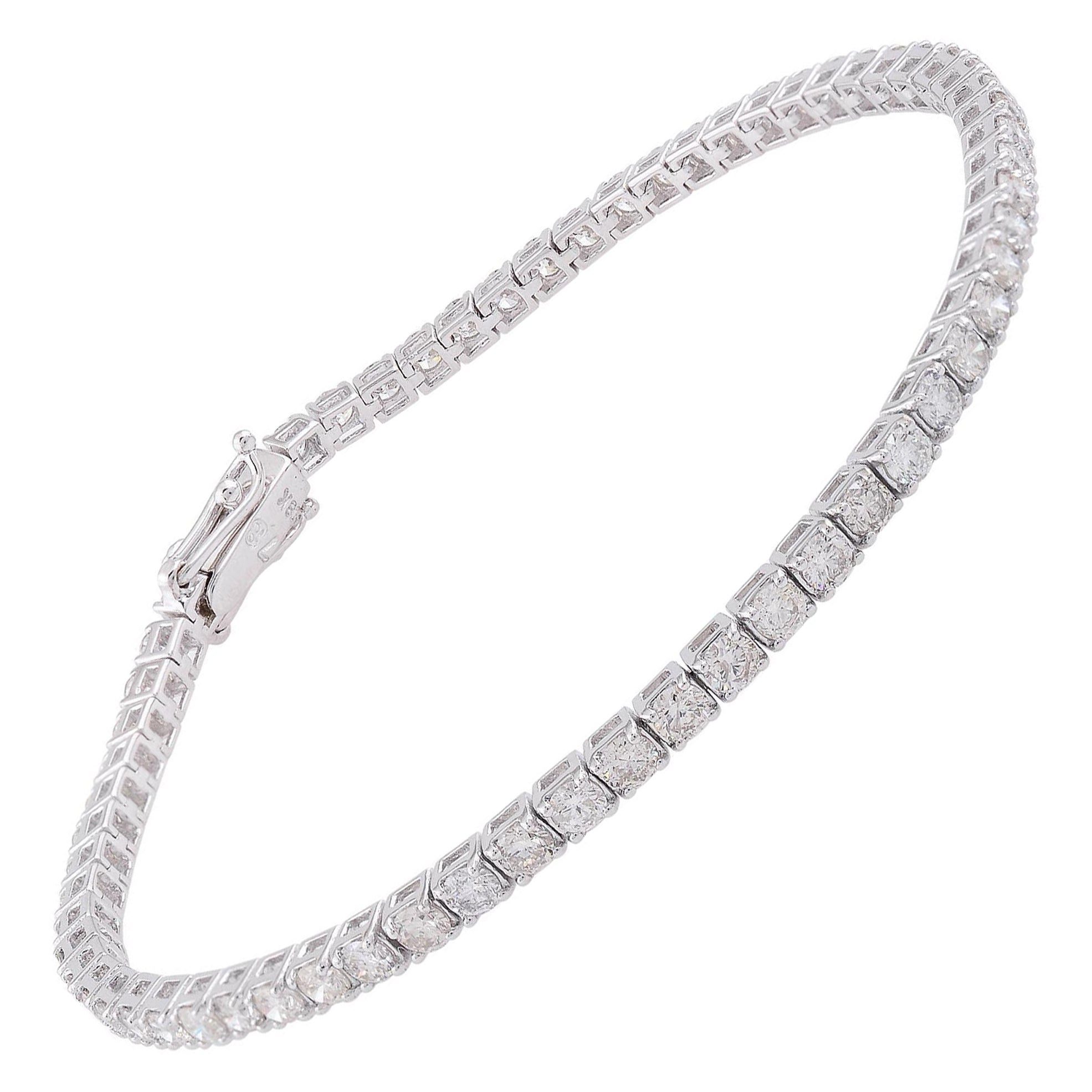 3.80 Carat SI Clarity HI Color Diamond Tennis Bracelet 18k White Gold Jewelry
