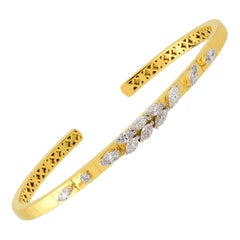 1 Carat Marquise Diamond Cuff Bangle Bracelet 18 Karat Yellow Gold Fine Jewelry