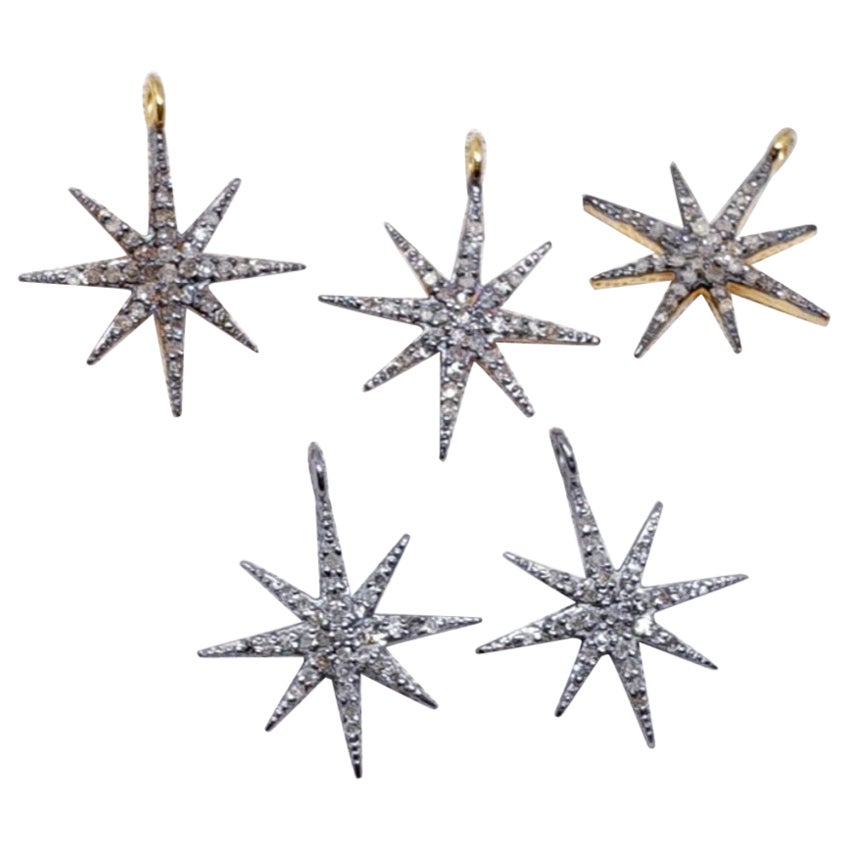 Wholesale 10Pc Pave Diamond Star Charm Pendant 925 Silver Diamond Star Pendant.