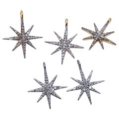Wholesale 10Pc Pave Diamond Star Charm Pendant 925 Silver Diamond Star Pendant.