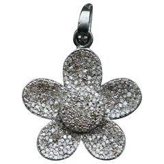 Diamond Flower Pendant 925 Sterling Silver Diamond Floral Charm Necklace Gift.