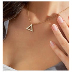 14k Solid Yellow Gold Triangle Geometric Necklace Dainty Minimalist Necklace.