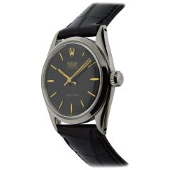 Montre-bracelet manuelle Rolex Speedking en acier inoxydable:: circa 1958