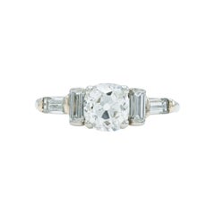Antique Art Deco 1930s 1.03 Carat Old Mine Cut Diamond Engagement Ring