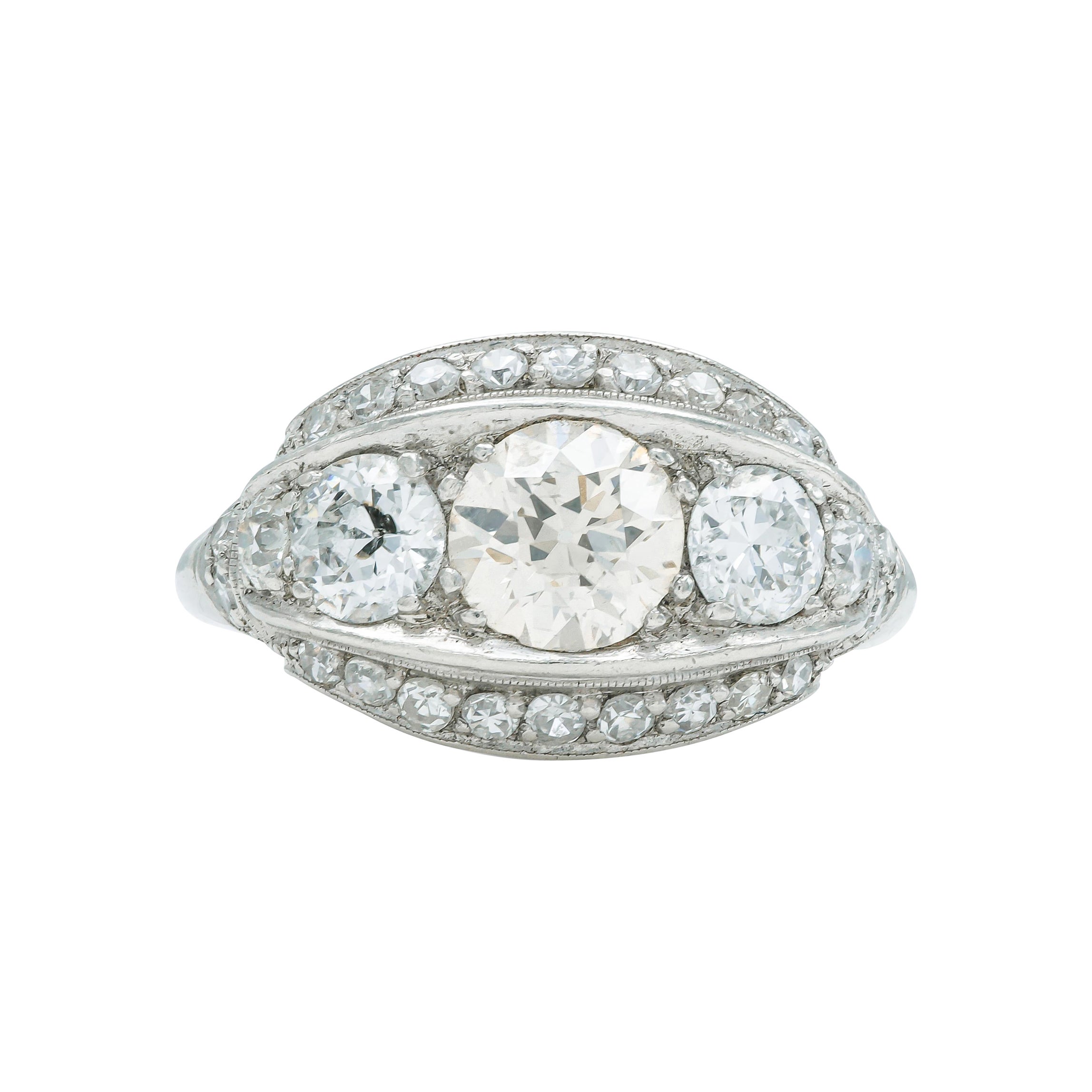 Antique Art Deco 1920s Old European Cut Diamond Engagement Ring