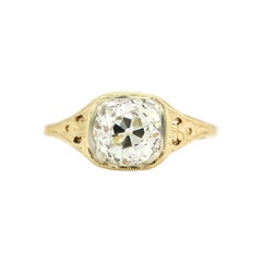 Antique Edwardian 1900s 1.56 Carat Old Mine Cut Diamond Engagement Ring