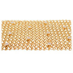 Italian Made 2.40ct Diamond & 18k Yellow Gold Lace Bracelet