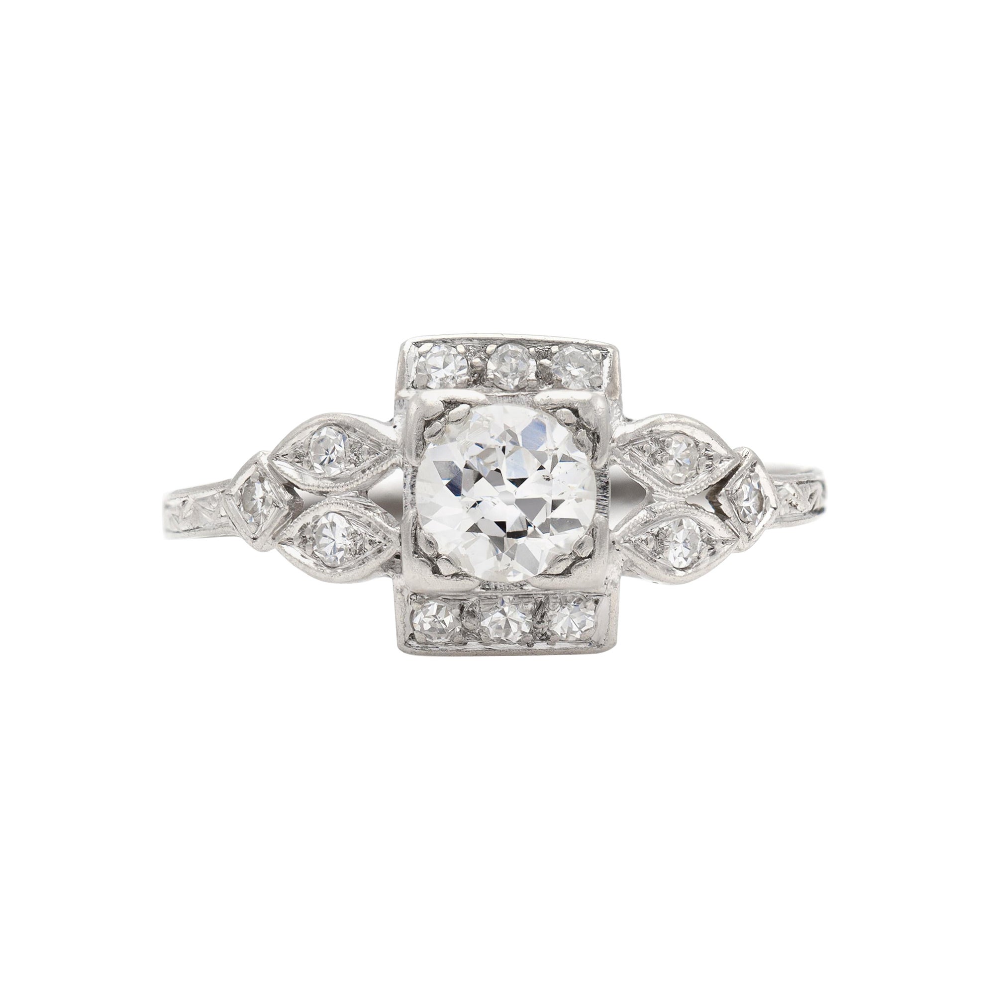 Antique Art Deco 1920s 0.80 Carat Old European Cut Diamond Engagement Ring